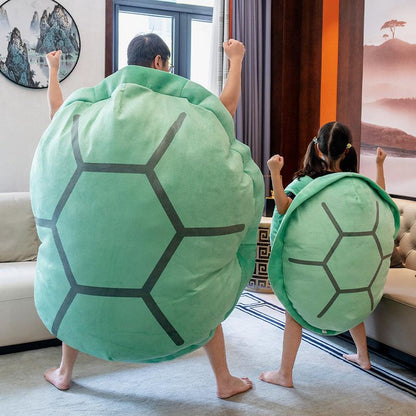 Cómodas almohadas usables con forma de caparazón de tortuga, color verde