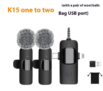 3 in 1 Wireless Lavalier Microphones for iPhone, iPad, Android, Camera, USB-C Microphone, 7-Hour Battery, Mini Microphone with Noise Reduction for Video Recording, Vlog, YouTube, TikTok