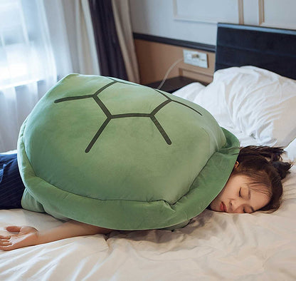 Cómodas almohadas usables con forma de caparazón de tortuga, color verde