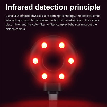 Cámara oculta portátil antiespía y antiespía Detector de vigilancia de mano por infrarrojos Detector de cámara USB-C