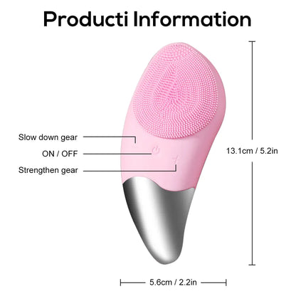 Mini limpador facial elétrico de silicone escova de limpeza eletrônica facial para todos os tipos de pele