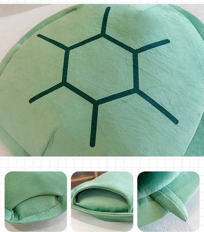 Cómodas almohadas usables con forma de caparazón de tortuga, color verde