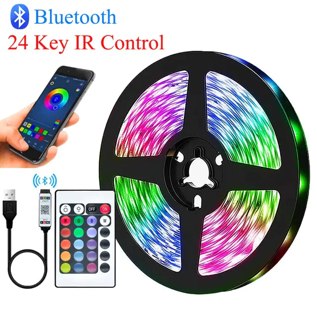 Bluetooth RGB+IC LED Strip Lights 38-Key Infrared Remote Control and Bluetooth Smart APP,  Music effect , Gaming, Bedroom Decor, Christmas, Halloween