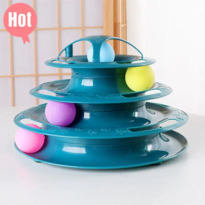 4-Tier Cat Toy Roller Tower Tracks Toy for Cats Turntable Colorful Balls Interactive Kitten Keep Cat Busy Entertained