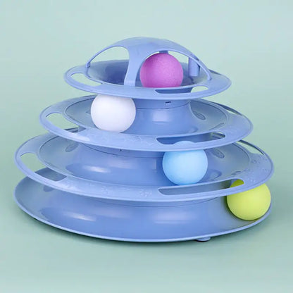 4-Tier Cat Toy Roller Tower Tracks Toy for Cats Turntable Colorful Balls Interactive Kitten Keep Cat Busy Entertained