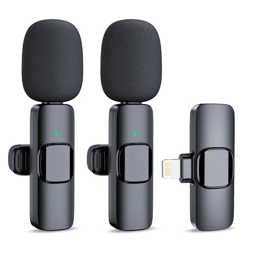 2 Pack Wireless Mini Lapel Smart Phone Microphone For Video Audio iPhone iPad IOS