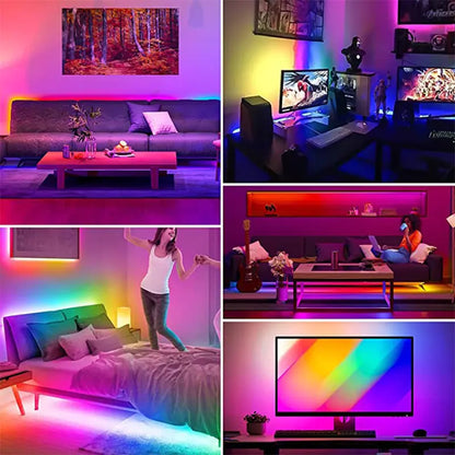 Bluetooth RGB+IC LED Strip Lights 38-Key Infrared Remote Control and Bluetooth Smart APP,  Music effect , Gaming, Bedroom Decor, Christmas, Halloween