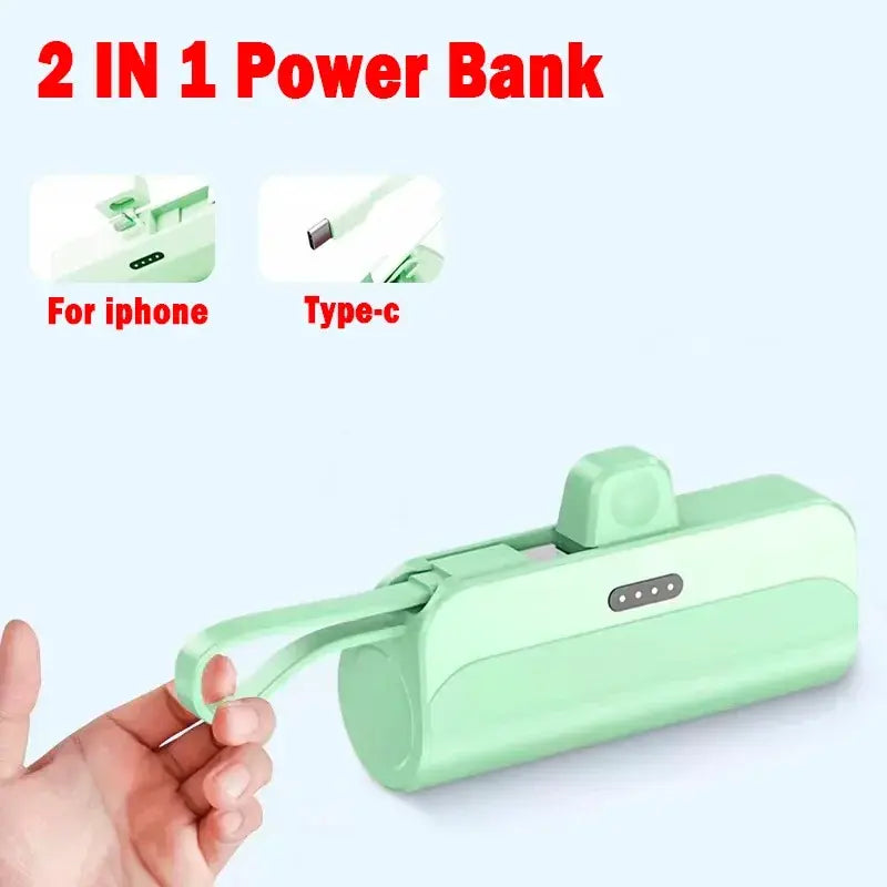 2 in 1 Mini Wireless Power Bank - Fast Charging Apple Android USB-C Compatible