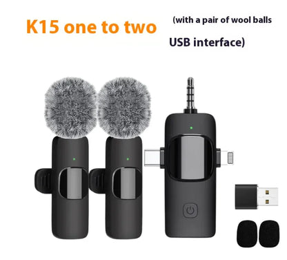 3 in 1 Wireless Lavalier Microphones for iPhone, iPad, Android, Camera, USB-C Microphone, 7-Hour Battery, Mini Microphone with Noise Reduction for Video Recording, Vlog, YouTube, TikTok