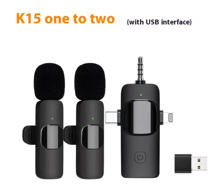 3 in 1 Wireless Lavalier Microphones for iPhone, iPad, Android, Camera, USB-C Microphone, 7-Hour Battery, Mini Microphone with Noise Reduction for Video Recording, Vlog, YouTube, TikTok