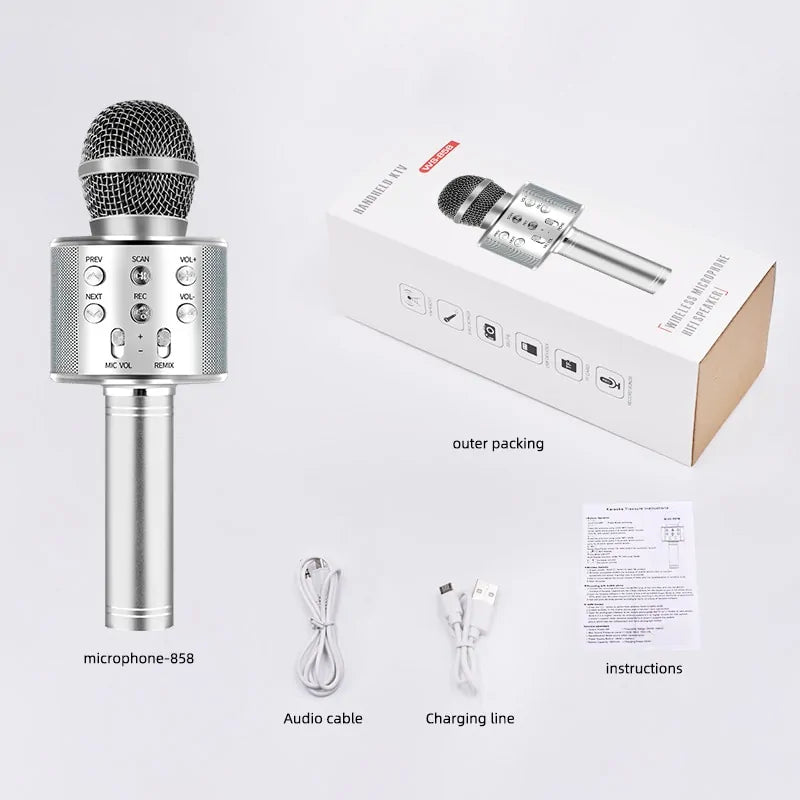 Bluetooth Karaoke Wireless Microphone for TV, Car, Computer