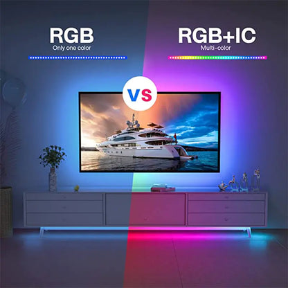 Bluetooth RGB+IC LED Strip Lights 38-Key Infrared Remote Control and Bluetooth Smart APP,  Music effect , Gaming, Bedroom Decor, Christmas, Halloween