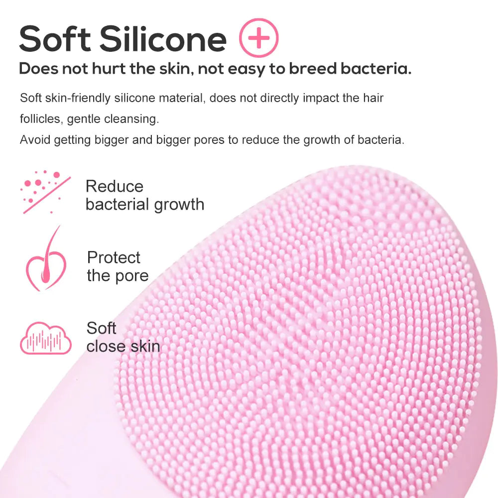 Mini limpador facial elétrico de silicone escova de limpeza eletrônica facial para todos os tipos de pele